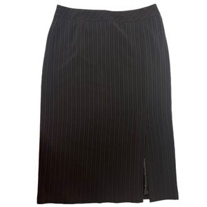 Classic Pinstripe Black Long Pencil Skirt